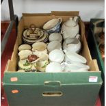 A box of miscellaneous china, to include Fordham Pottery part tea service, Devon Mottowares etc