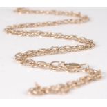 A modern 9ct gold fancylink long necklace, 23.7g, length 92cm