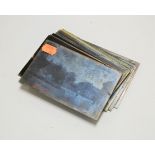 A collection of circa 1900 glass photographic slides, views being mostly East Anglian scenes, many