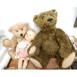 A large modern Steiff brown mohair teddy bear No. 406010 (approx 54cm high, seated), together with