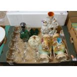 A collection of glassware and ceramics, to include a Staffordshire flatback figure group, a pair
