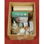 A box of miscellaneous items to include a late Victorian Royal Worcester vase of ovoid form,