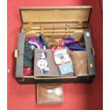 A box of miscellaneous mainly Masonic items, to include leather cases, regalia etc