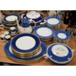 A Coalpot dinner and tea service in the Athlone blue pattern (8 place setting but incomplete)