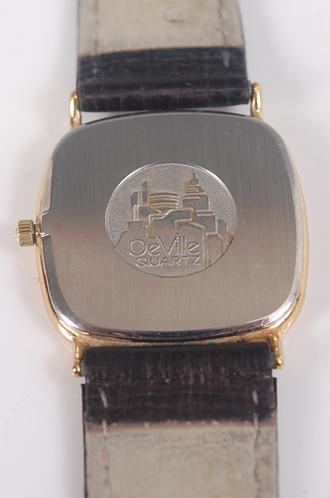 A gent's gold plated Omega DeVille quartz wristwatch, having a signed silvered dial with Roman - Image 3 of 4