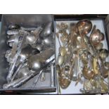 A collection of various silver plated and stainless steel flatware, to include a Kings pattern