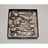 A collection of assorted loose 19th century and later silver flatware, mainly being teaspoons and