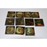 A large collection of magic lantern slides, to include medieval court scenes, naval scenes,