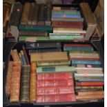 Two boxes of various hardback and leather bound books to include Wilsons Sermons, The Heart of the