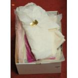 A box of miscellaneous textiles, to include Liberty silk etc