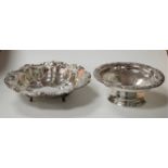 A silver plated table bowl, in the Victorian style, of shaped circular form, having repousee