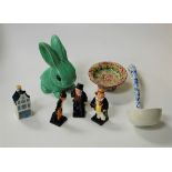 Three Royal Doulton Dickens figures, to include Bill Sykes, Captain Cuttle, and Dick Swiveller;