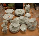 A West German 6-place setting tea/dinner service on a white ground with floral decoration