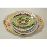 An Arthur Wood Astoria lustre dish together with various continental plates etc