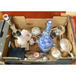 A box of miscellaneous items, to include a Copeland Spode Italian biscuit barrel and cover, loose