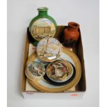 A collection of Victorian and later Prattware, to include Trafalgar Square pot lid, green glazed