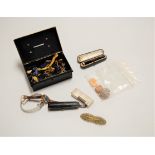 A small collection of miscellaneous items, to include faux tortoiseshell cigarette holder with 9ct