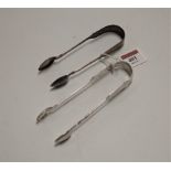 A pair of George III Irish silver sugar tongs, maker Lawrence Nowlan, Dublin 1816; together with