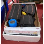 Two boxes of loose Scalextric track and accessories