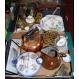 A collection of various items to include a Coalport India Tree part service, copper jug, brass