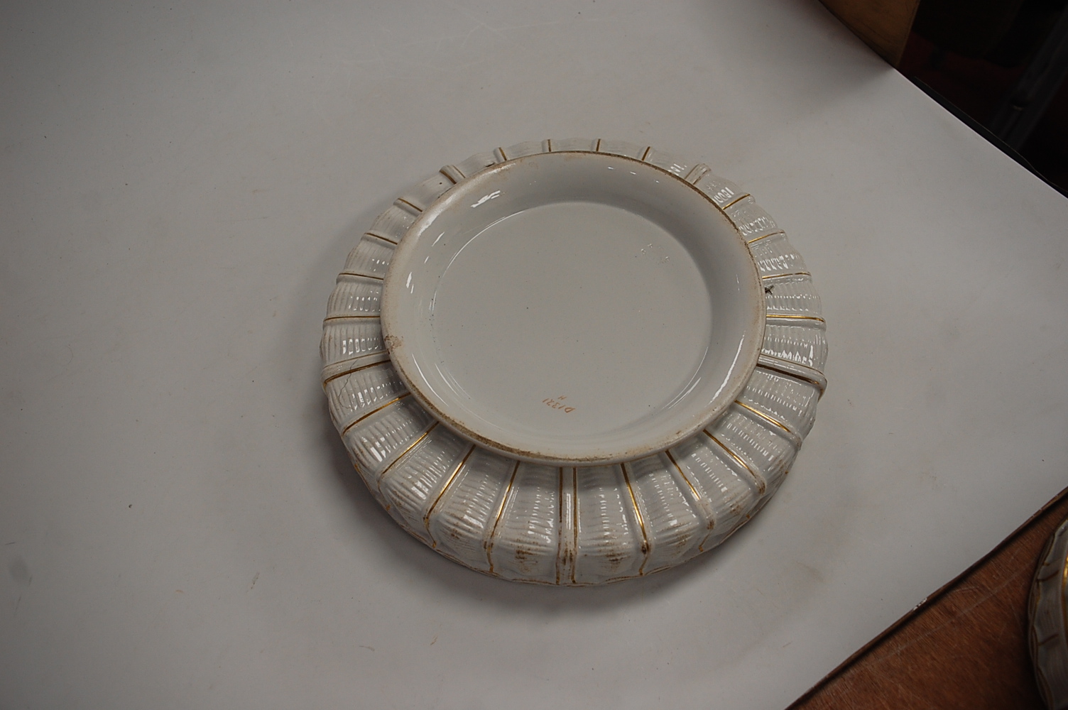 A large Victorian Copeland cheese dish and cover, having basket weave decoration heightened in gilt, - Image 4 of 6