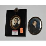 English school, 19th century, Three-length portrait miniature of a gentleman, watercolour on