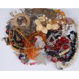 Assorted costume jewellery, to include beaded necklaces, brooches etc