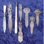 A 1920s novelty bookmark, having a mother of pearl handle, the blade stamped ;Talbot Lodge No.1323
