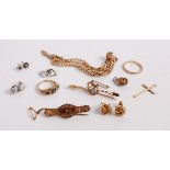 A quantity of 9ct gold wares, to include chains, rings, brooches, pendants etc, gross weight 20.