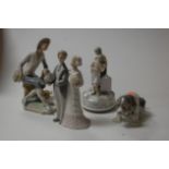 A Lladro porcelain figure of a puppy, printed mark verso, length 16cm, together with a Lladro figure