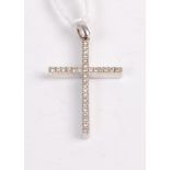 An 18ct white gold and diamond point set cross pendant, 4.8g, 34mm