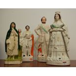 A pair of large Victorian Staffordshire figures of Queen Victoria and the Prince of Wales, height