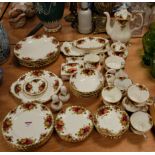 A Royal Albert six place setting dinner/tea service in the Old Country Roses pattern