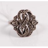 A silver and marcasite set dress ring, size Q