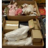 A collection of various 20th century bisque headed and plastic dolls, and various doll parts