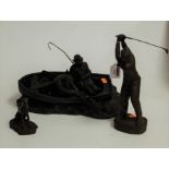A Royal Country Artists resin figure of fishermen landing their catch, together with a modern
