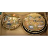 A collection of Japanese Satsuma pottery dishes and bowl