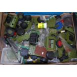 One tray containing a quantity of mainly military Meccano loose components, to include wheels,