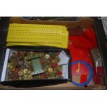 One tray containing a quantity of mixed issue Meccano, to include yellow and red components,