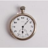 A gent's Rolex nickel cased pocket watch, having a signed white enamel dial (hairline and chipped at