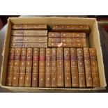 An incomplete set of 19th century leather bound volumes The Waverley Novels (lacking volumes 12