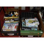 Various modern toys to unclude Furby Micro Blocks, Scalextric, Seen it, and others