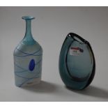 A Kosta Boda blue tinted teardrop shaped vase, incised mark verso numbered 606, height 17cm,