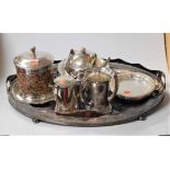 A collection of silver plated wares, to include a Victorian Old Sheffield Plate twin handled gallery