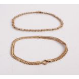 A 9ct gold flatlink bracelet, 3.7g, length 18cm; together with a 9ct gold and diamond highlight