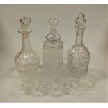A set of six cut glass toddy glasses, each of thistle shape, with further etched thistle decoration;