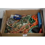 A box of mainly modern costume jewellery, to include bead necklaces, bangles; together with a