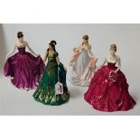 Three Royal Worcester figurines to include 'The Emerald Princess', 'Crystal Princess', and 'With all