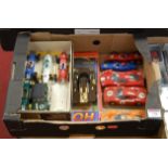 A collection of slot racing cars to include Airfix Mini Cooper and a Ferrari 250 OM