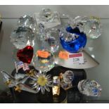 A small collection of assorted Swarovski crystal ornaments, to include Stars & Stripes flag,